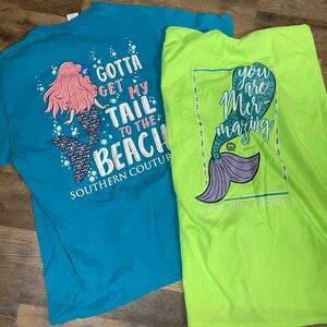 Southern Couture and Girlie Girl Originals Kids Mermaid Shirts - Blue and Green